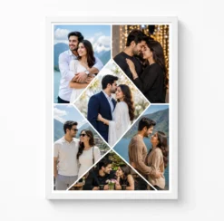 diamond shape cut couple photo collage frame white main