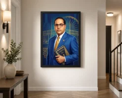 dr ambedkar portrait blue suit constitution inspirational art 01 black 2