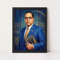 Dr Ambedkar Portrait Blue Suit Constitution Inspirational Art Photo Frame