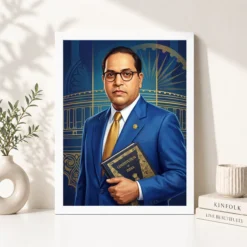 Alternative view of Dr Ambedkar Portrait Blue Suit Constitution Inspirational Art Photo Frame
