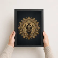 durga black gold weapons mandala luxury premium wall art 13 black 3