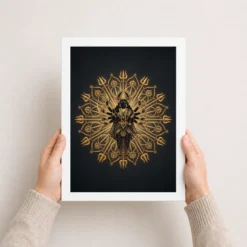 durga black gold weapons mandala luxury premium wall art 13 white 3