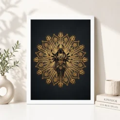 durga black gold weapons mandala luxury premium wall art 13 white 4