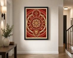 durga geometric mandala red gold sacred geometry feminine art 06 black 2