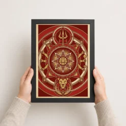 durga geometric mandala red gold sacred geometry feminine art 06 black 3