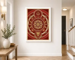 durga geometric mandala red gold sacred geometry feminine art 06 white 2