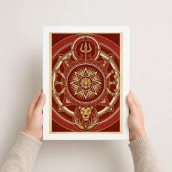 durga geometric mandala red gold sacred geometry feminine art 06 white 3