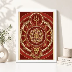 durga geometric mandala red gold sacred geometry feminine art 06 white 4