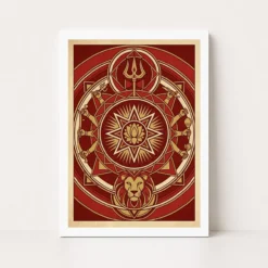 durga geometric mandala red gold sacred geometry feminine art 06 white main