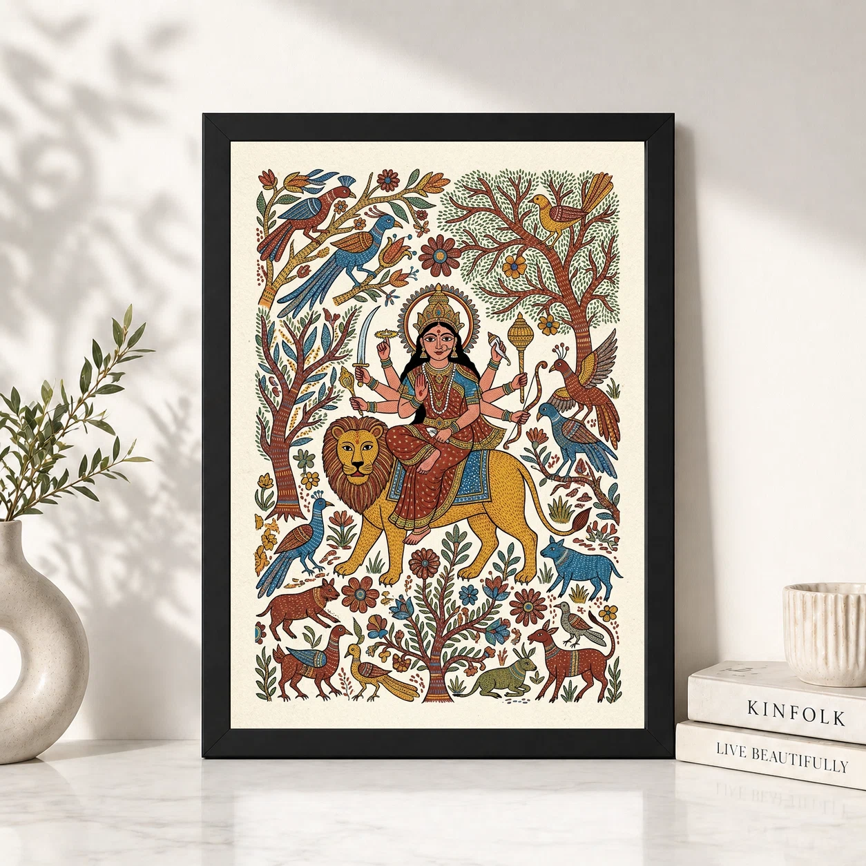 Durga Gond Tribal Vibrant Nature Central India Art Photo Frame 6 Durga Gond Tribal Vibrant Nature Central India Art Photo Frame - Image 6