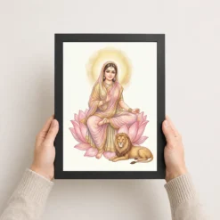 durga lotus serene motherly pink gold devotional art 10 black 3