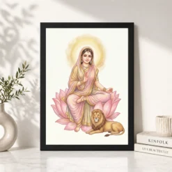 durga lotus serene motherly pink gold devotional art 10 black 4