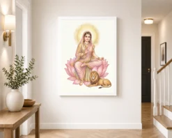 durga lotus serene motherly pink gold devotional art 10 white 2