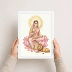 durga lotus serene motherly pink gold devotional art 10 white 3