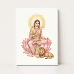 durga lotus serene motherly pink gold devotional art 10 white main
