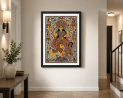 durga madhubani folk art bihar vibrant traditional painting 08 black 2