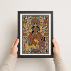 durga madhubani folk art bihar vibrant traditional painting 08 black 3