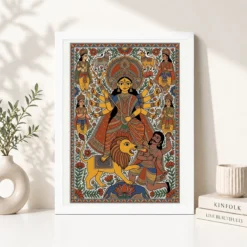 durga madhubani folk art bihar vibrant traditional painting 08 white 4