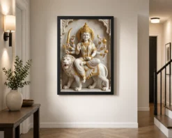 durga marble sculpture white gold classical divine art 18 black 2