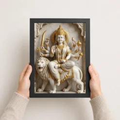 durga marble sculpture white gold classical divine art 18 black 3