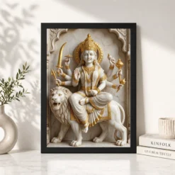 durga marble sculpture white gold classical divine art 18 black 4