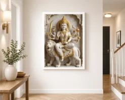 durga marble sculpture white gold classical divine art 18 white 2