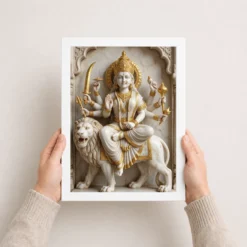 durga marble sculpture white gold classical divine art 18 white 3