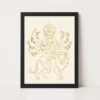 Durga Minimalist Line Art Gold Cream Luxury Modern Art Photo Frame