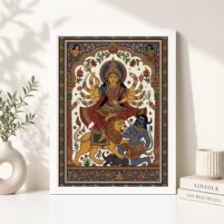 durga pattachitra odisha traditional intricate folk art 15 white 4