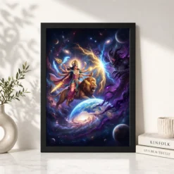 durga protecting earth demon cosmic battle epic art 24 black 4