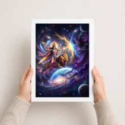 durga protecting earth demon cosmic battle epic art 24 white 3