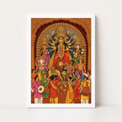 durga puja bengali festival idol colorful celebration art 04 white main