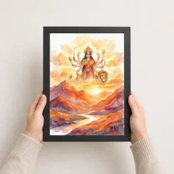 durga sunrise mountain powerful morning orange watercolor 20 black 3
