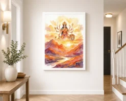 durga sunrise mountain powerful morning orange watercolor 20 white 2