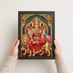 durga tanjore painting gold jewels red south indian art 02 black 3
