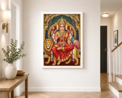 durga tanjore painting gold jewels red south indian art 02 white 2