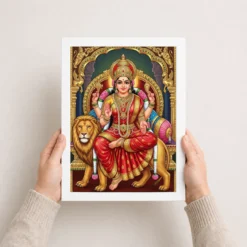 durga tanjore painting gold jewels red south indian art 02 white 3