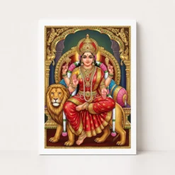 durga tanjore painting gold jewels red south indian art 02 white main