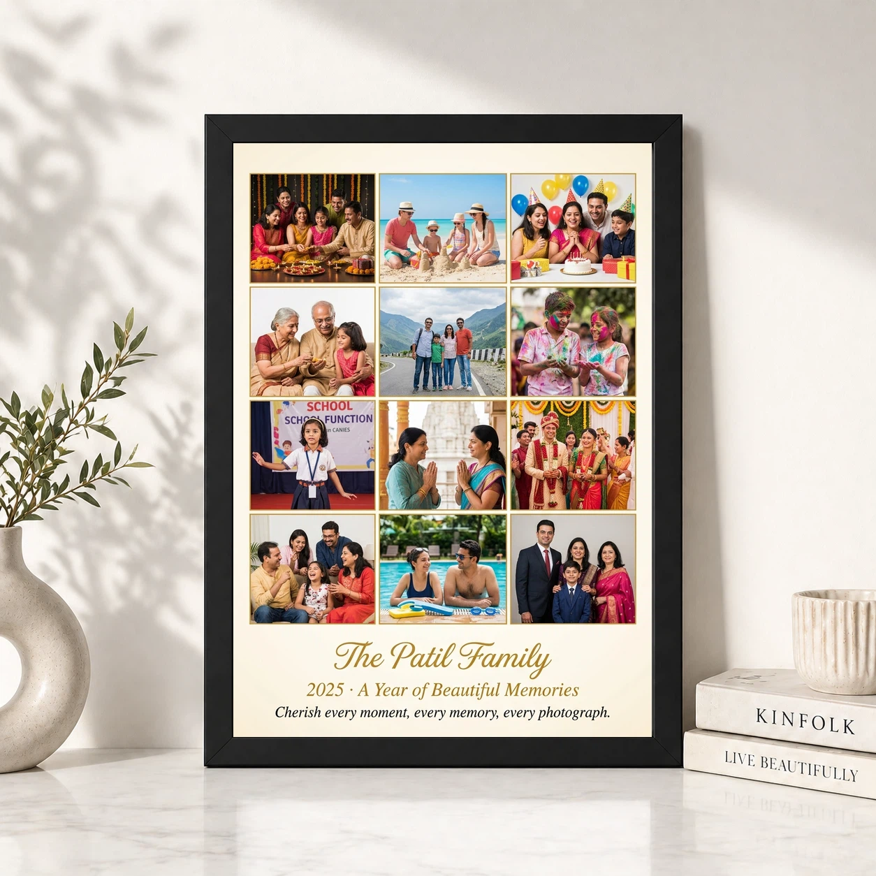 Family Multi Photo Frame Collage Grid Warm Memories Photo Frame 4 Family Multi Photo Frame Collage Grid Warm Memories Photo Frame - Image 4