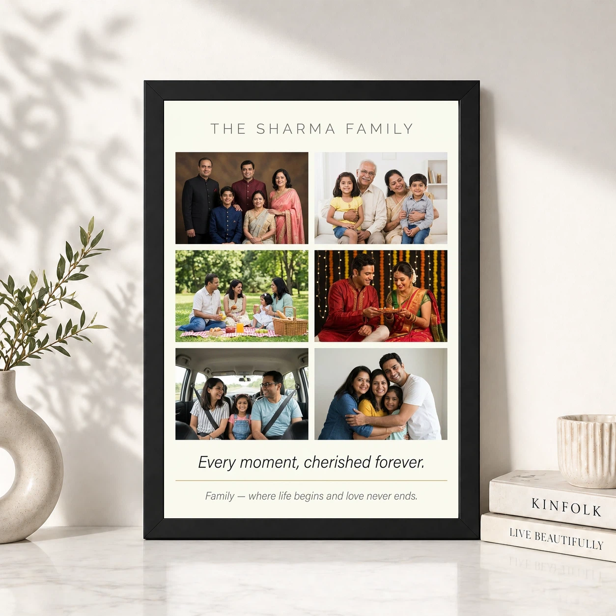 Family Photo Frame Collage Floral Elegant Keepsake Photo Frame 4 Family Photo Frame Collage Floral Elegant Keepsake Photo Frame - Image 4