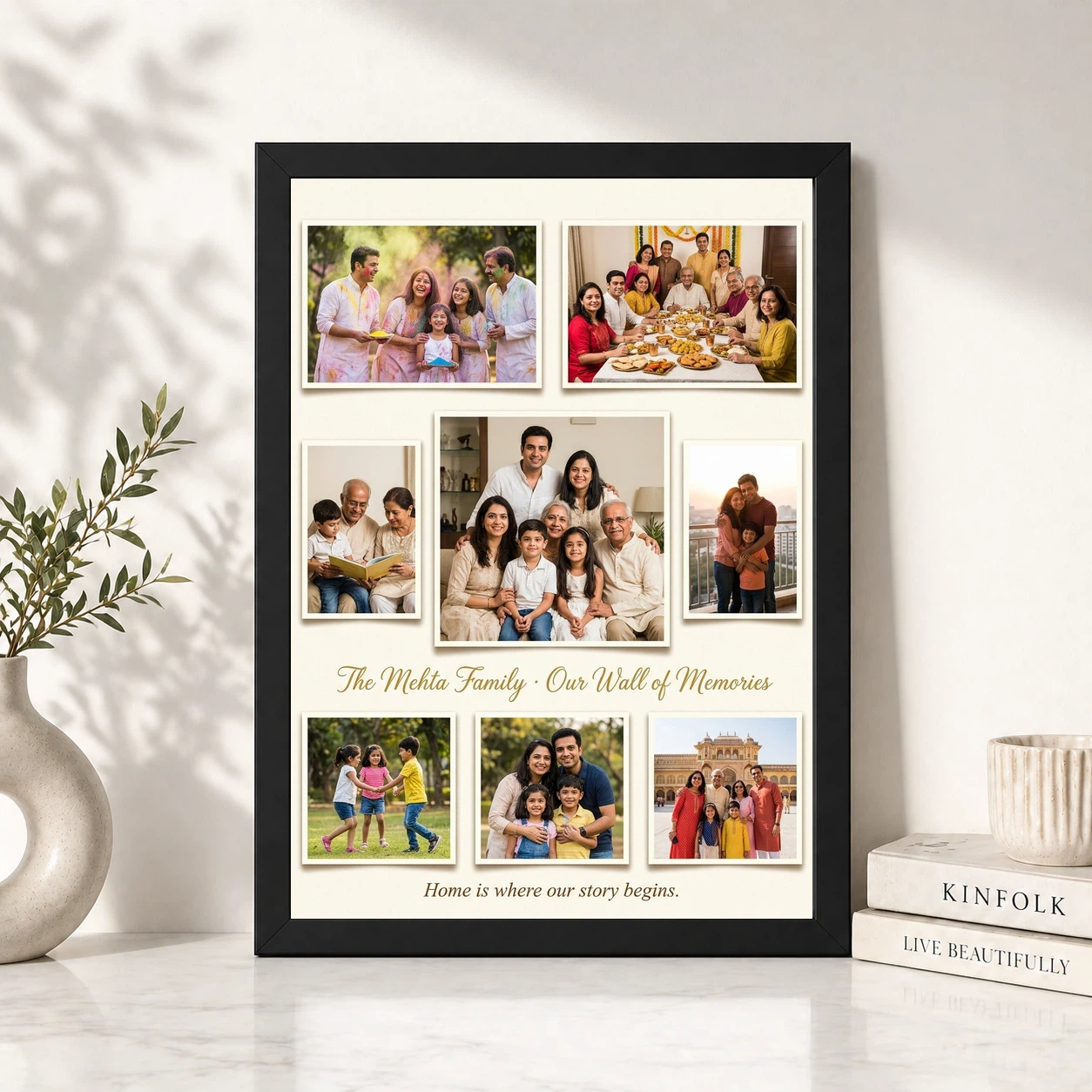 Family Photo Frame for Wall Boho Nature Rustic Large Photo Frame 4 Family Photo Frame for Wall Boho Nature Rustic Large Photo Frame - Image 4