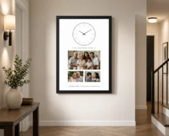 Alternative view of Family Photo Frame with Clock Rustic Wood Vintage Decor Photo Frame