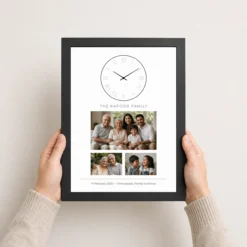 family photo frame with clock rustic wood vintage decor photo frame 03 black 3