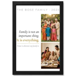 Family Photo Frame with Quotes Elegant Black Gold Calligraphy Photo Frame