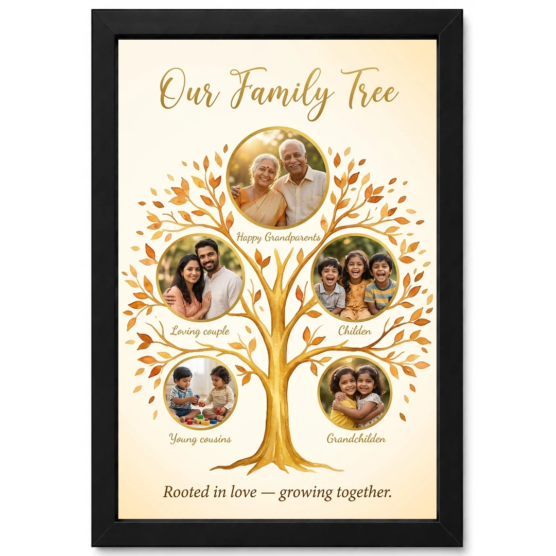 Family Tree 5 Picture Frame Elegant Multi Generation Art Photo Frame 1 Family Tree 5 Picture Frame Elegant Multi Generation Art Photo Frame