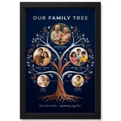 Family Tree 5 Picture Frame Pastel Floral Heritage Photo Frame