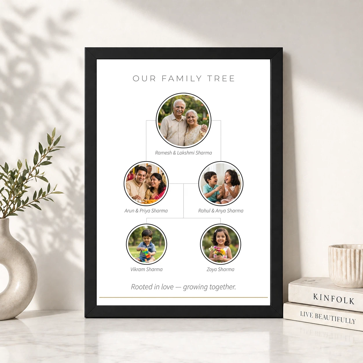 Family Tree 5 Picture Frame Rustic Wood Tone Multi Photo Photo Frame 4 Family Tree 5 Picture Frame Rustic Wood Tone Multi Photo Photo Frame - Image 4