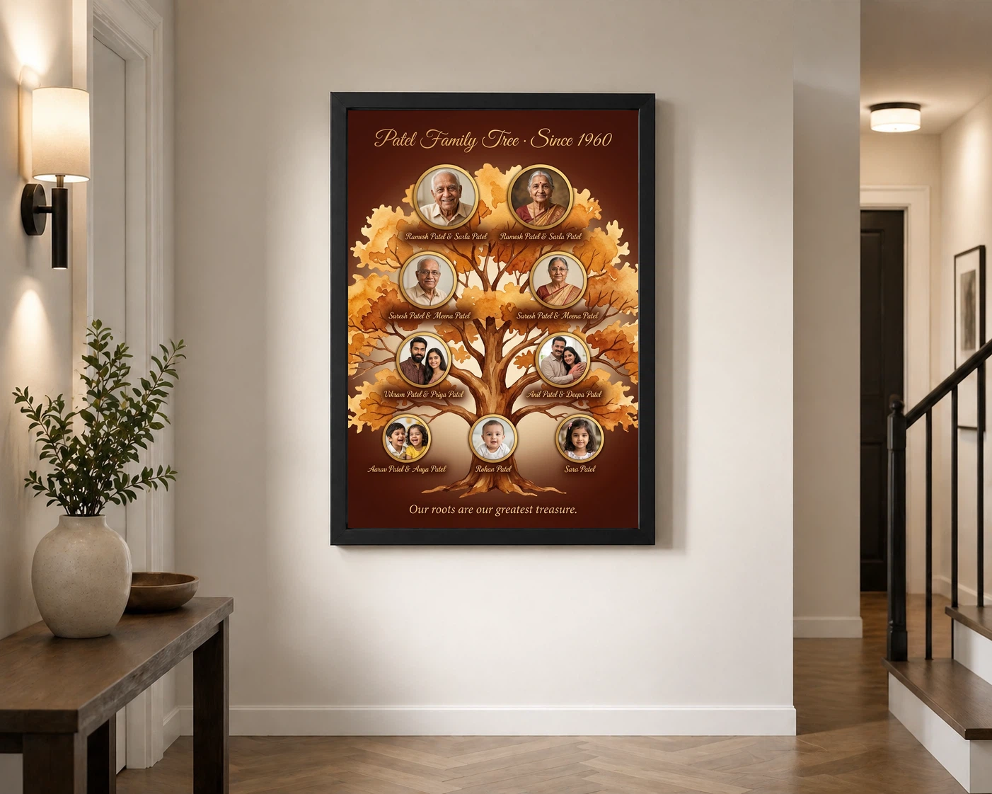 Family Tree Photo Frame Wall Illustrated Heritage Large Wall Art 2 Family Tree Photo Frame Wall Illustrated Heritage Large Wall Art - Image 2