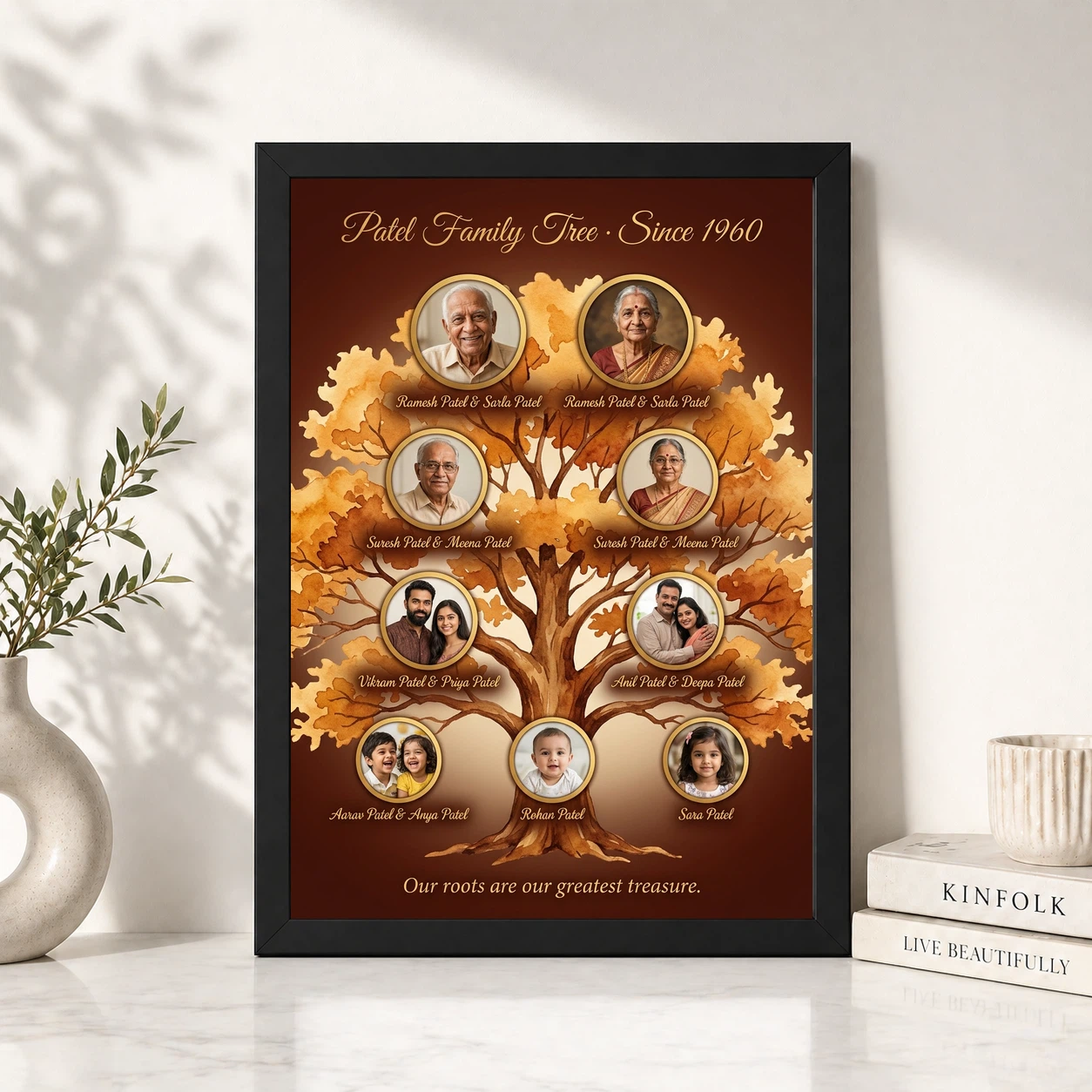 Family Tree Photo Frame Wall Illustrated Heritage Large Wall Art 4 Family Tree Photo Frame Wall Illustrated Heritage Large Wall Art - Image 4