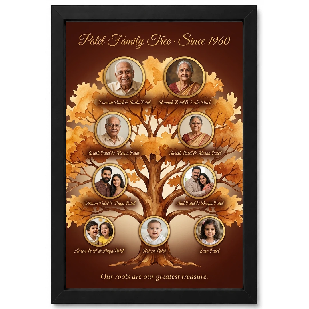 Family Tree Photo Frame Wall Illustrated Heritage Large Wall Art 1 Family Tree Photo Frame Wall Illustrated Heritage Large Wall Art